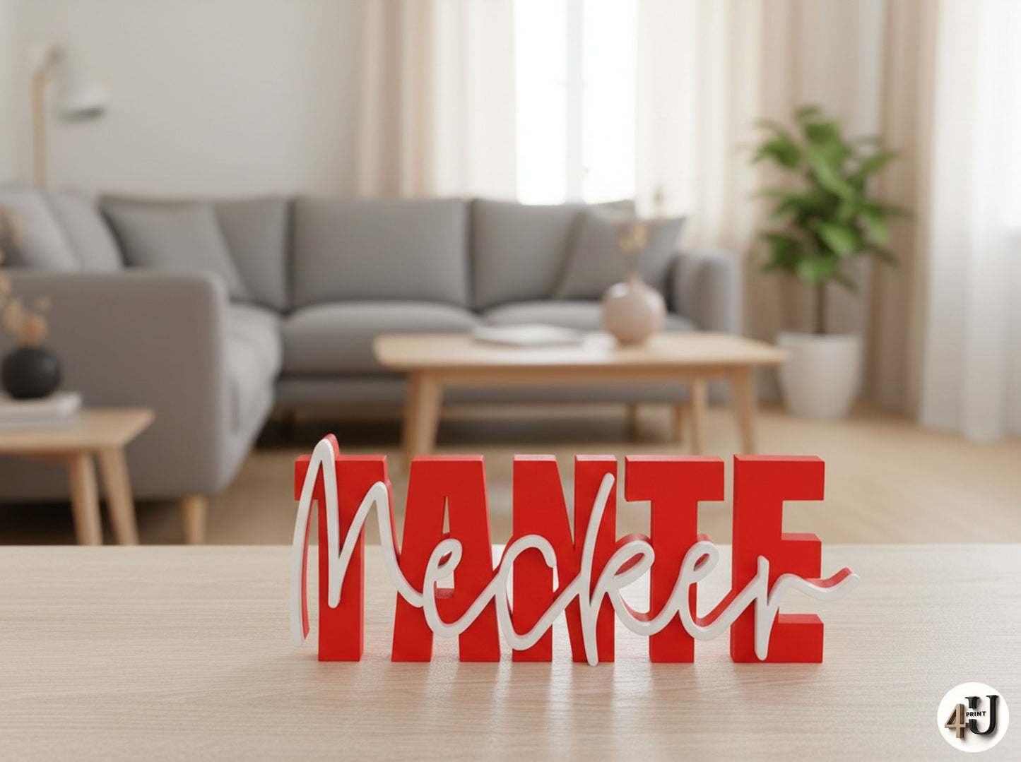 Mecker-Tante Schriftzug