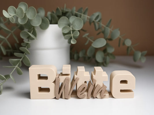 Bitte-Wein Schriftzug